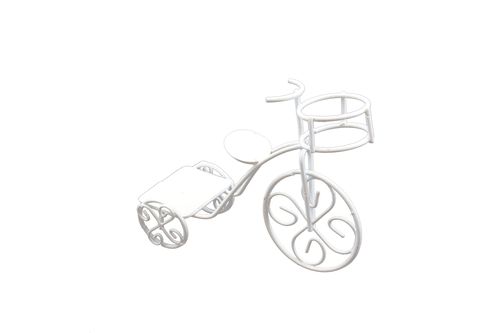 Металлический мини велосипед с корзинкой белый 11*4,5*9см SCB271026