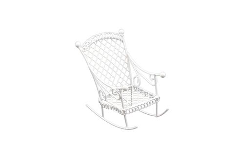 Металлическое мини кресло-качалка белое 4,5*7см SCB271034