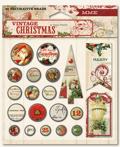 Брадсы 20 шт My Mind's Eye Vintage Christmas VC1014