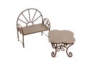 Металлические мини столик-ромашка и кресло коричневые; Стол:5.5*4.5см Кресло:5*6.5см SCB271023