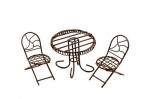 Металлическая мини мебель коричневая - стол и два стула; стол: DIA7,5*6,5см/стул:5,5*DIA3.5*7см SCB271031